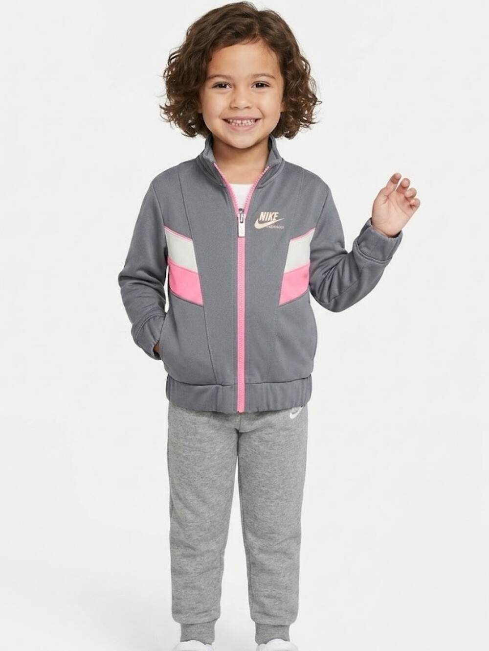 Nike Gray Jacket with Pink Trim and Logo
